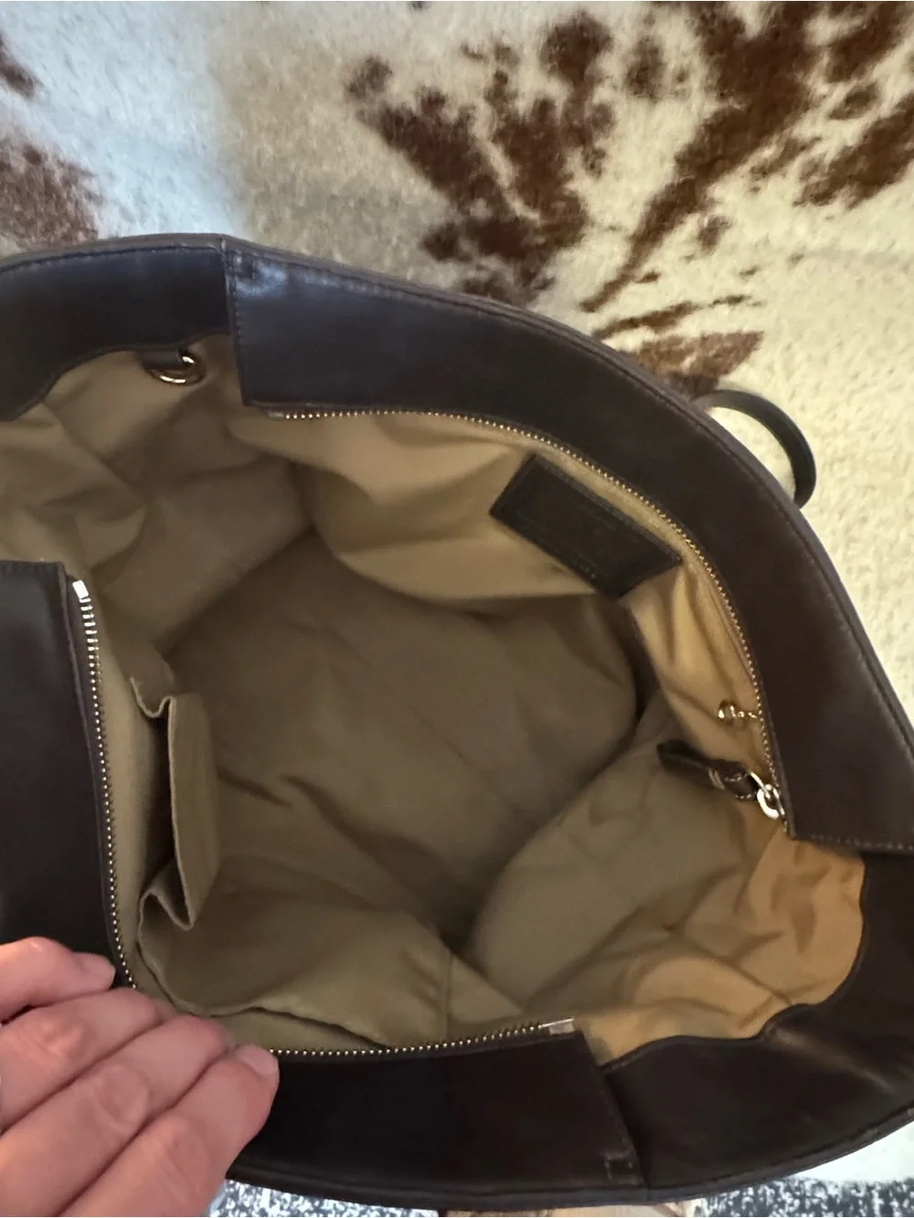 Coach Dark Brown Suede Shoulder Tote